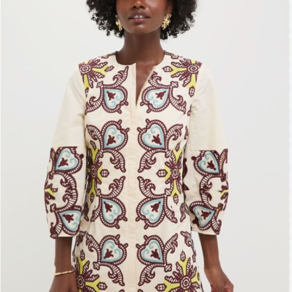 Tuckernuck Cream and Brown Long Sleeve Dress